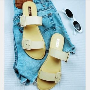 Shoes - La Playa// double buckle yellow sandal Shoes - La Playa// double buckle yellow sandal